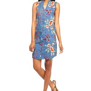Floral Denim Sleeveless Dress
